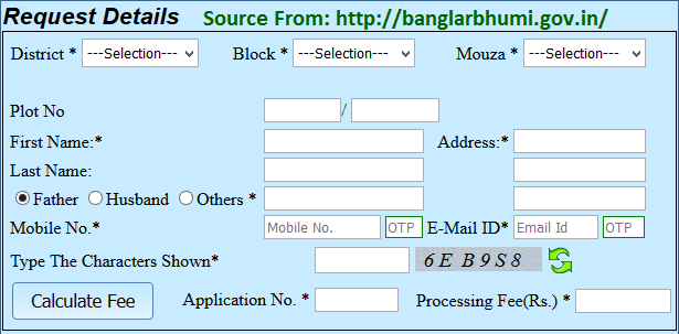 Banglarbhumi Plot Info Request