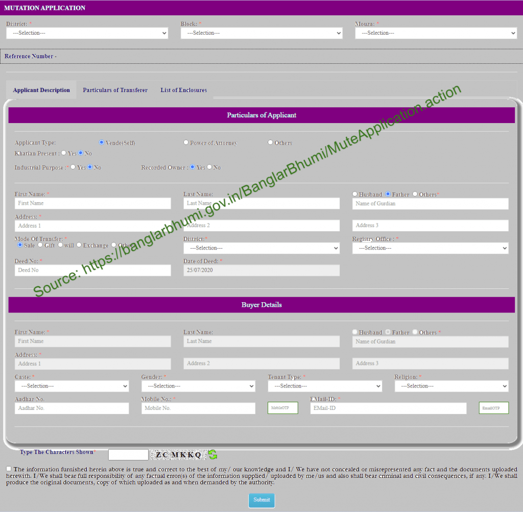 mutation-application-online-in-banglarbhumi-gov-in