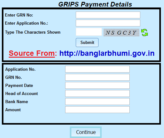 Application Grn Search Grips Payment Details 1122